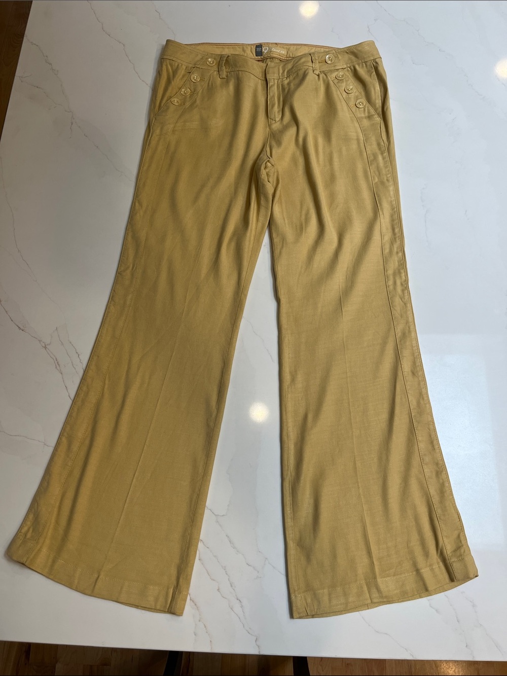 Level 99 Women's Mustard Wide-Leg Chinos